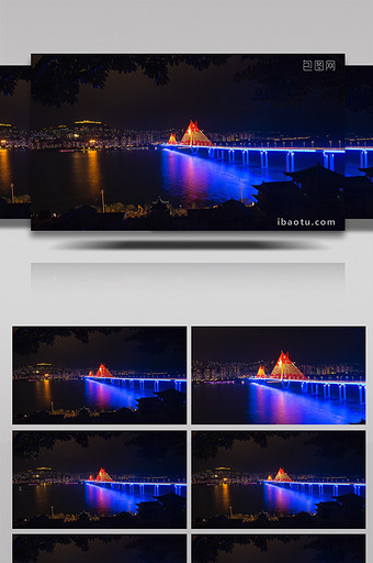 4K延时摄影长江大桥城市夜景车流繁华图片