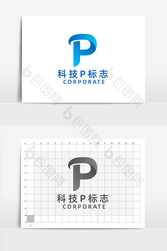 科技互联网字母p标志商标logo图片