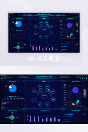 深色大厅科技数据可视化网页界面