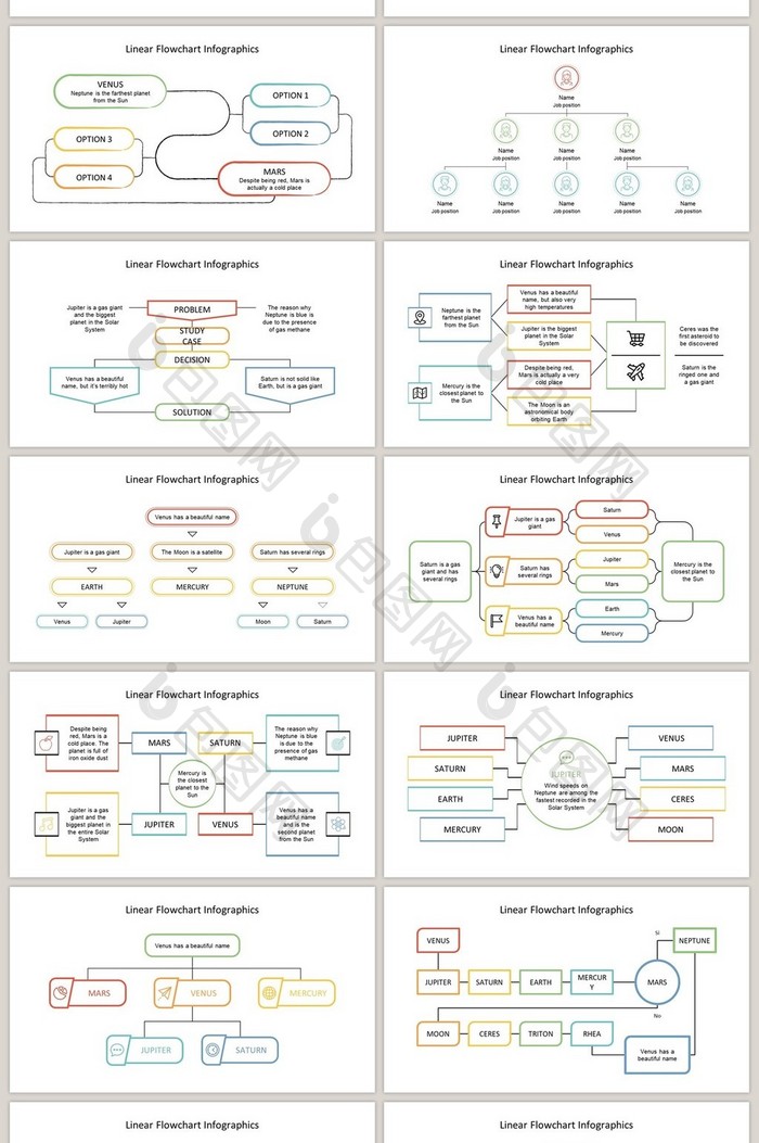 浅色商务流程40页图表合集PPT模板