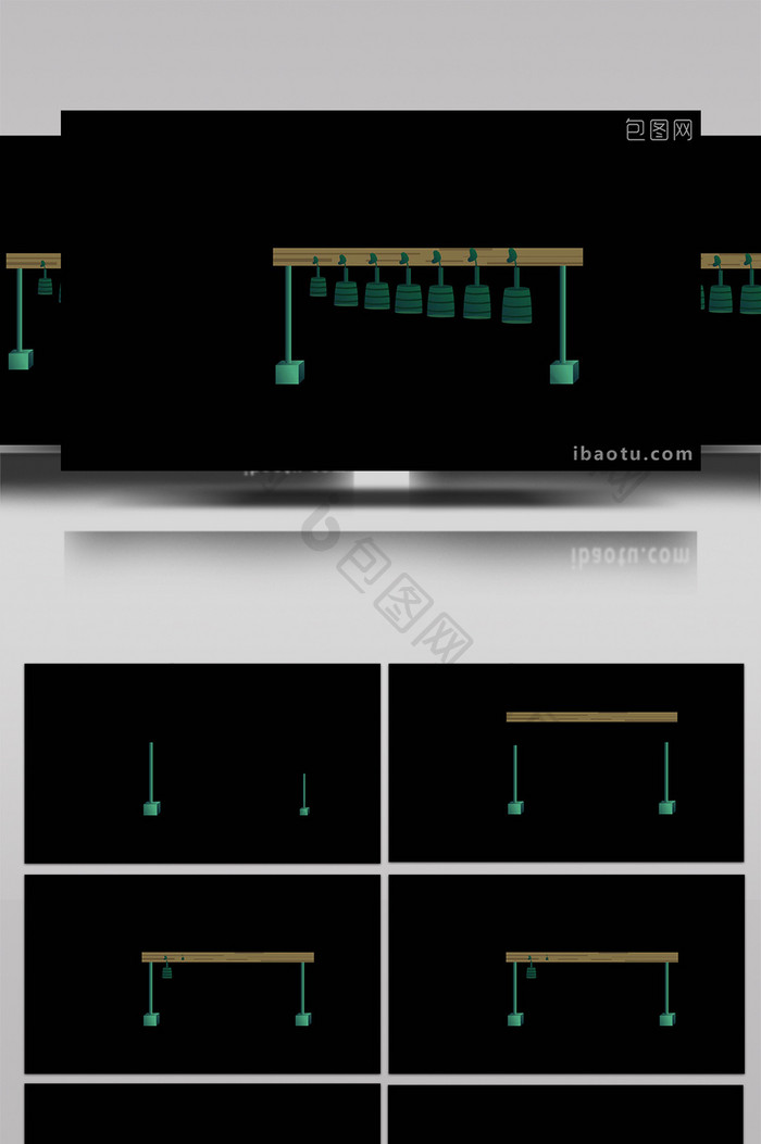 简约扁平画风中式乐器类编钟MG动画