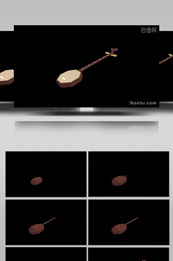 简约扁平画风中式乐器类二弦琴MG动画图片