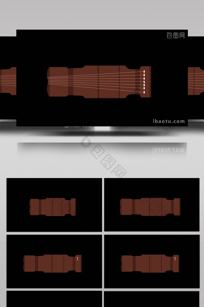 简约扁平画风中式乐器类古琴MG动画