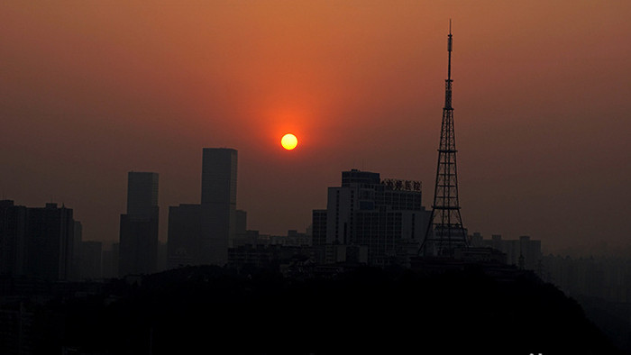 8K实拍城市夕阳日落延时摄影