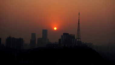 8K实拍城市夕阳日落延时摄影