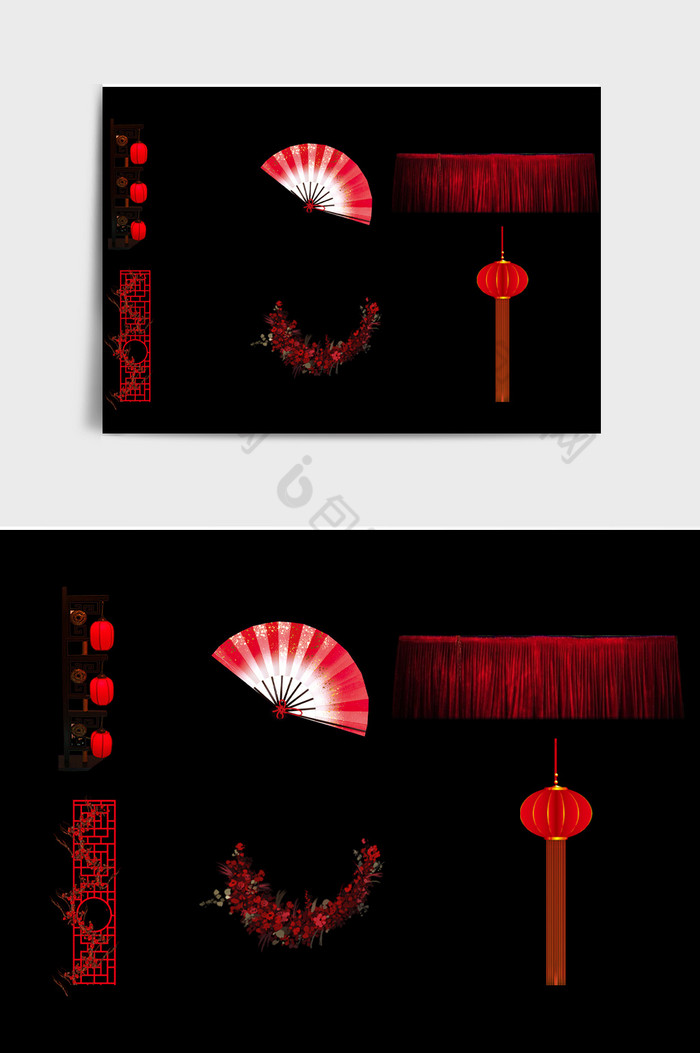 红色传统中式风格婚礼元素图片图片