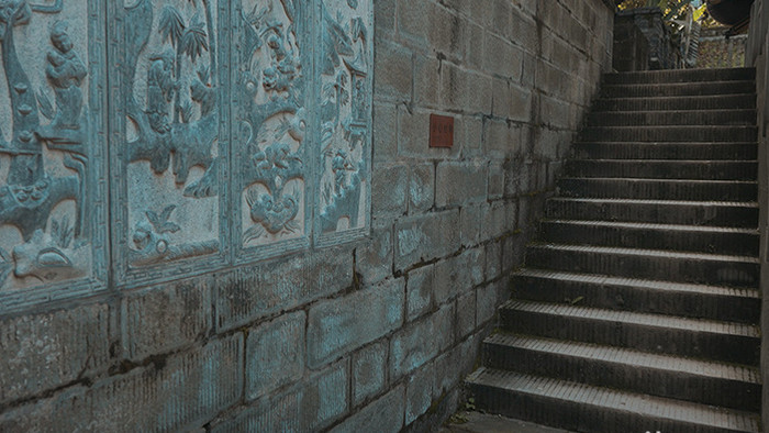 寺庙复古台阶扶手墙壁实拍