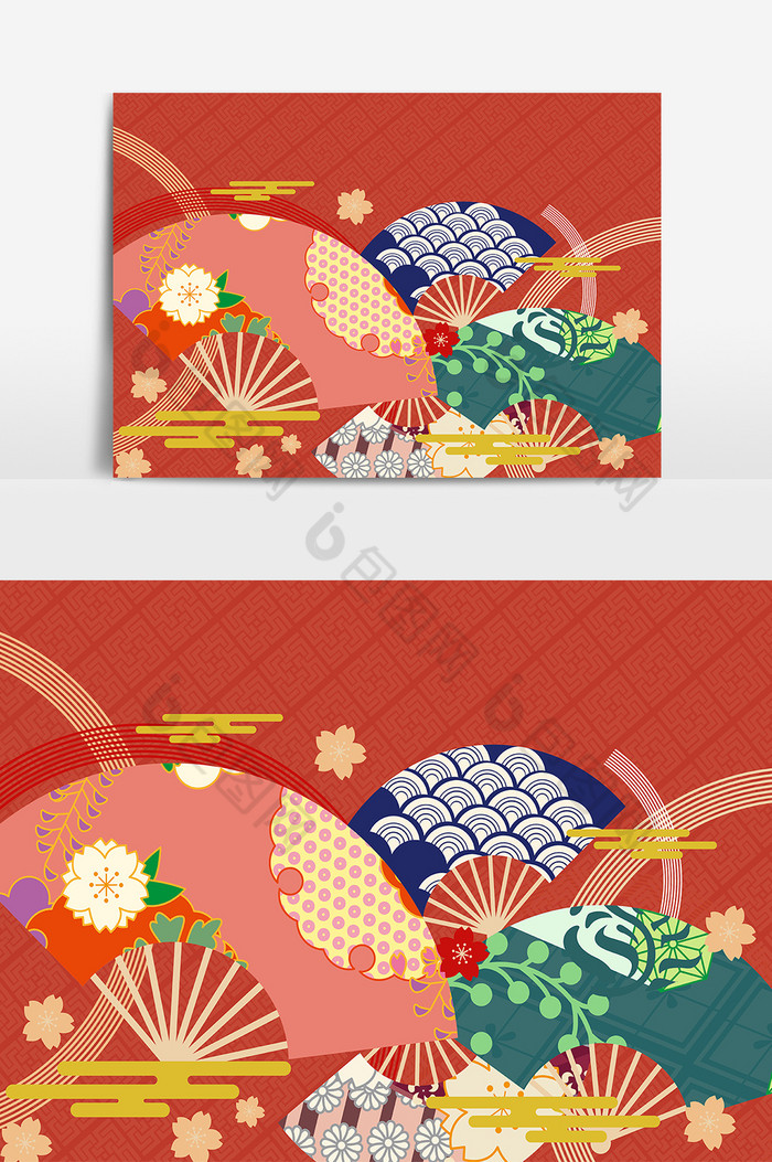 日式和风扇子花纹图片图片