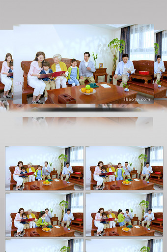 4k客厅幸福美满的一家人生活场景实拍图片