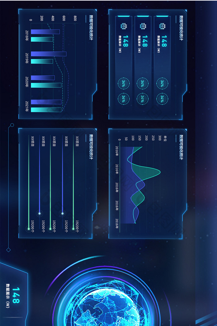 深色科技感数据可视化超级大屏数据分析界面