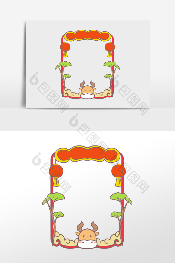 国潮春节牛年边框