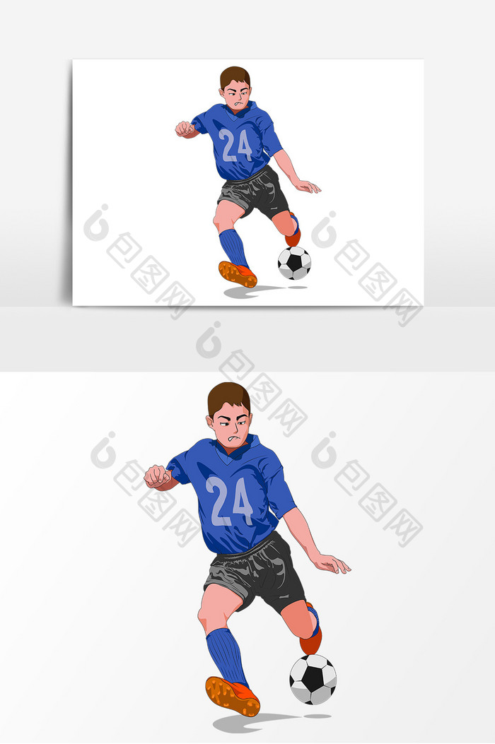 运动的足球少年矢量插画元素