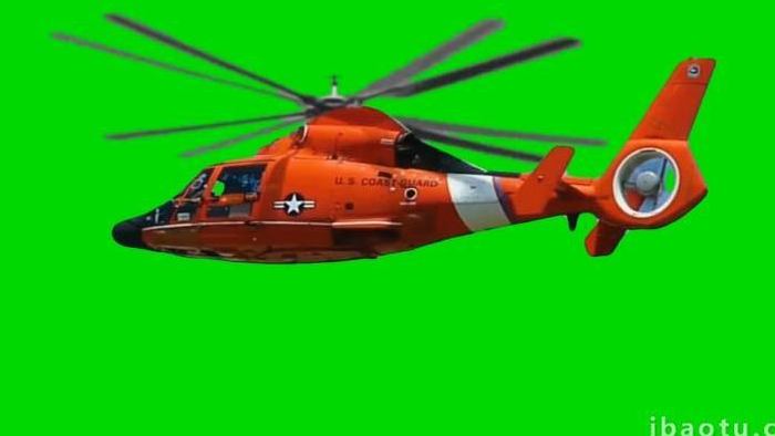 抠像视频红色直升机救援合成素材