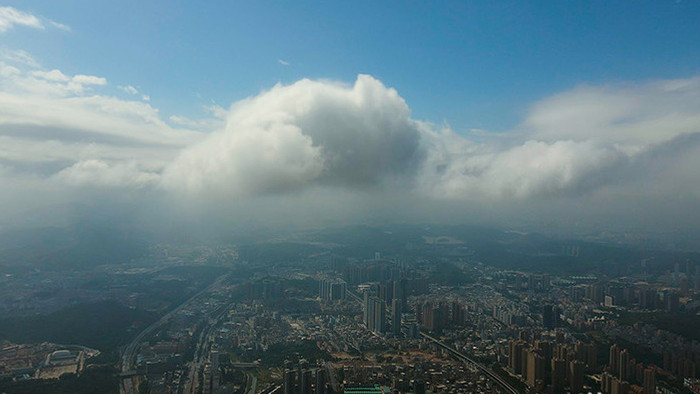 4K城市上空云层航拍