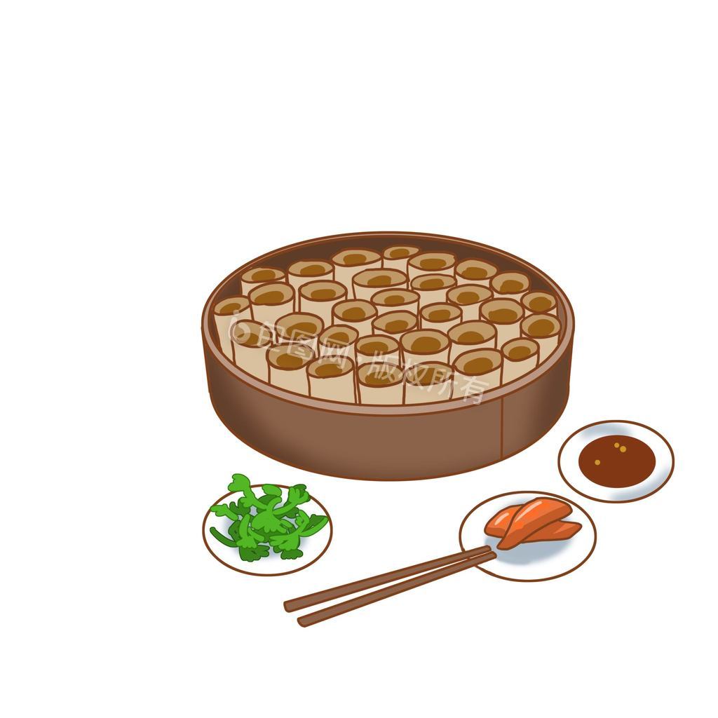 卡通寒食节吃莜面小动画动图gif