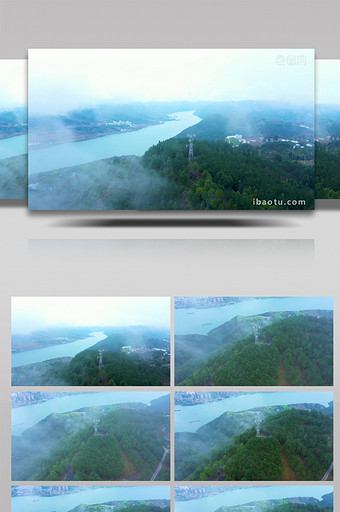 4K航拍秀美河山基建信号塔5G技术图片