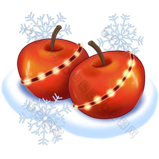 卡通红色雪花苹果元素动图GIF