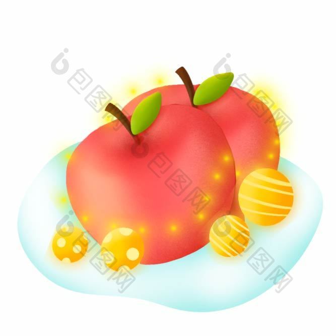 闪灯卡通红苹果节日元素动图GIF