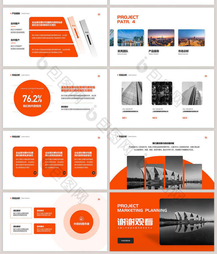 橙色大气简约营销策划ppt模板