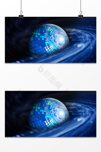 蓝色炫酷科技数据星球星空新闻感光波背景图片