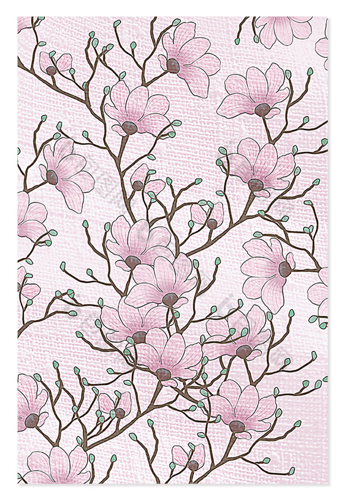 粉中国风刺绣印花图片