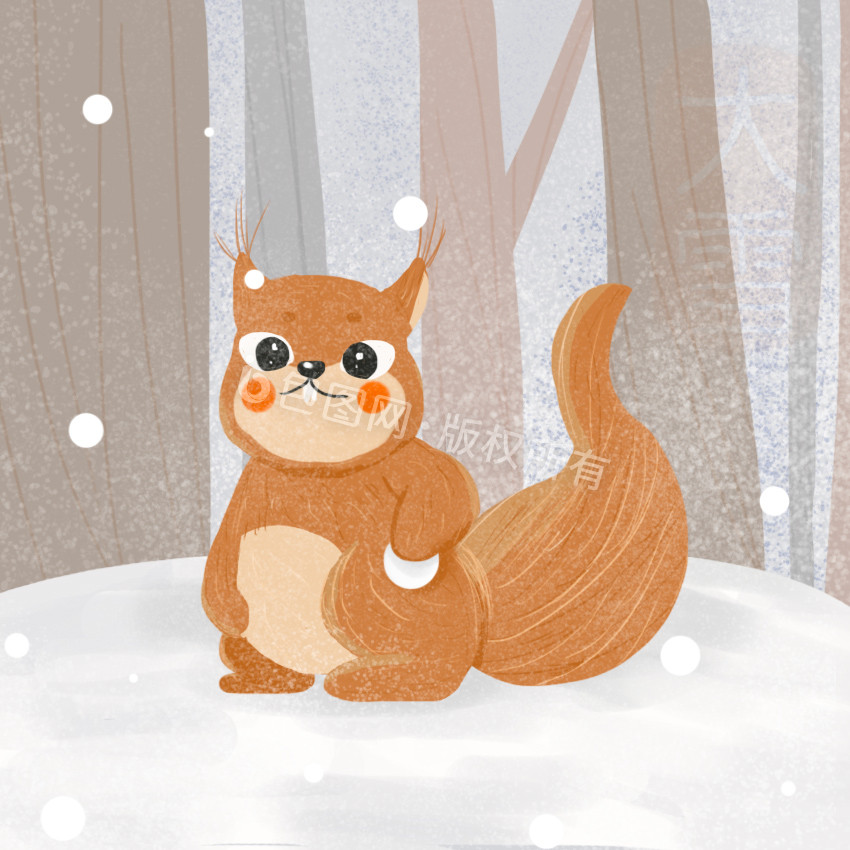 二十四节气冬天大雪松鼠下雪森林动图gif