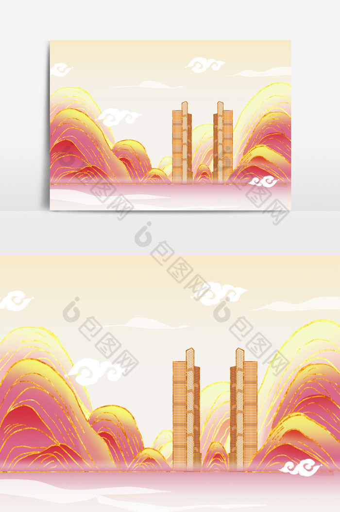 双子塔地标建筑图片图片