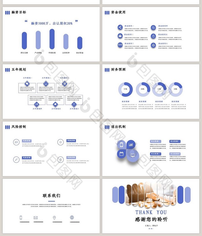 简约蓝色创业融资商业计划书PPT模板