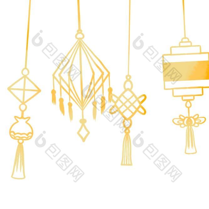 金色灯笼挂饰元素动图GIF