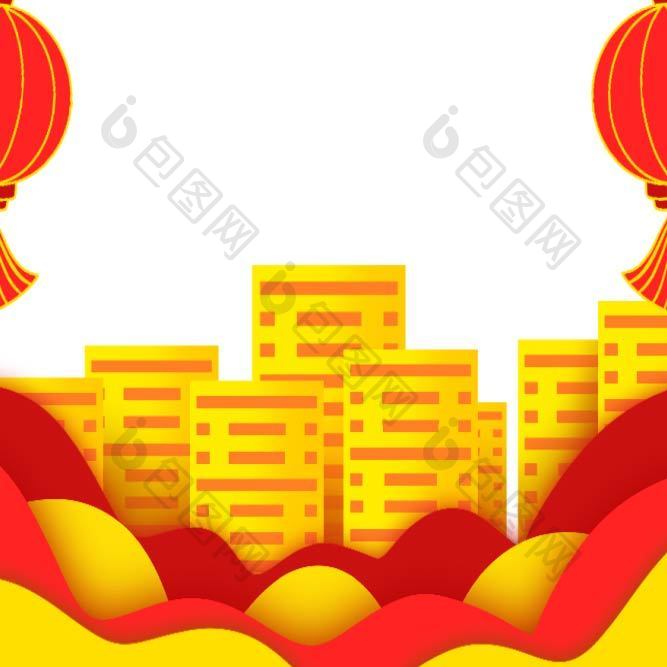 新春节日城市装饰元素动图GIF