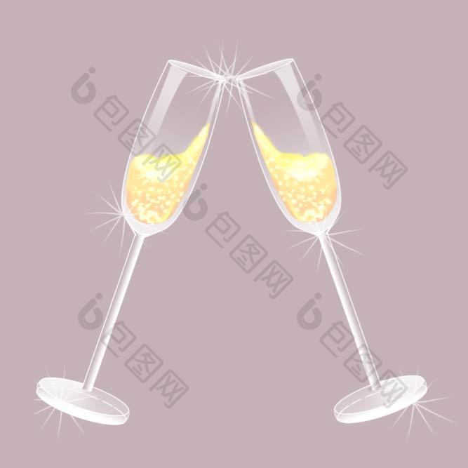 香槟闪光酒杯干杯元素动图GIF