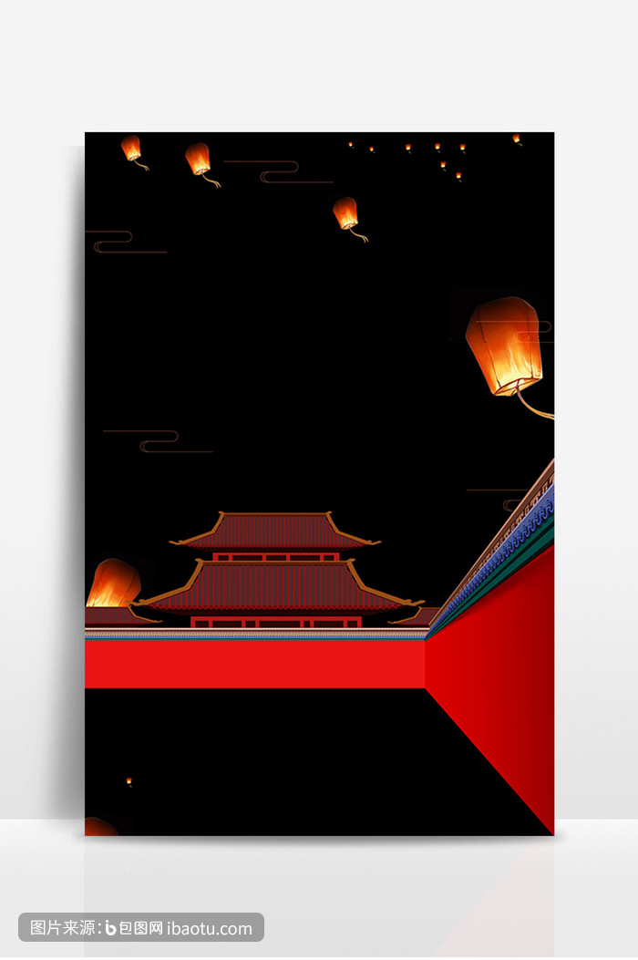 黑色城墙恐怖下元背景,包图网,图片,素材,模板,免费