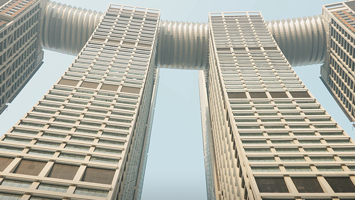 重庆地标来福士摩天高楼曲形建筑实拍