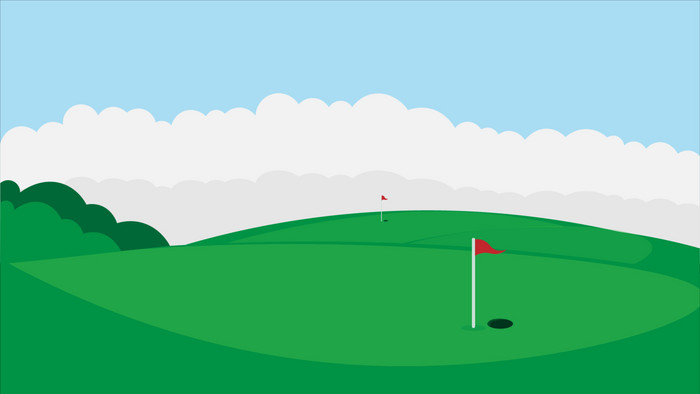 简约扁平画风场景类高尔夫球场mg动画