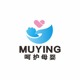 母婴呵护婴儿用品爱心LOGO标志VI