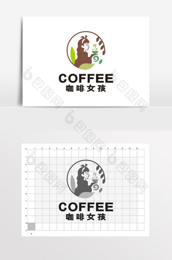 咖啡女孩咖啡馆餐饮店LOGO标志VI图片