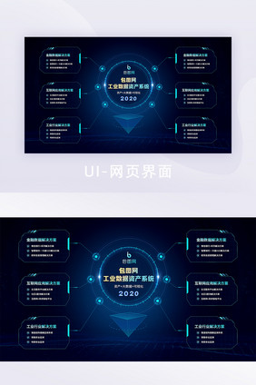 蓝色科技大数据系统入口大屏UI网页界面