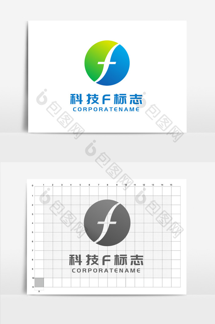 科技蓝色互联网字母f标志