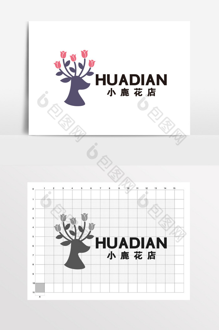 小鹿花店盆栽店LOGO标志VI图片图片