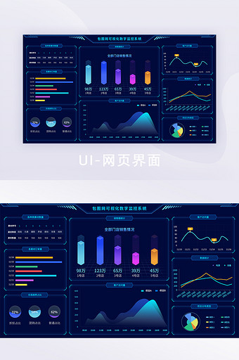 深色简约大气数据可视化后台网页ui界面图图片