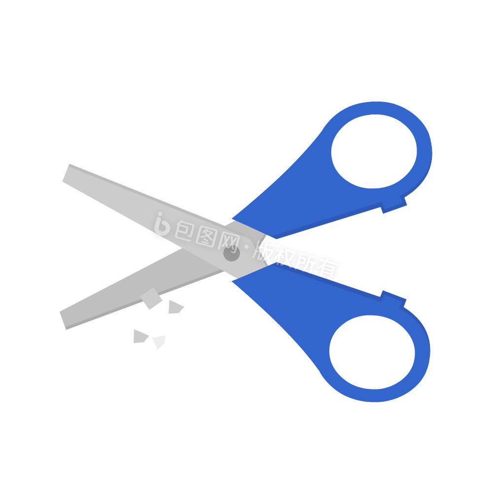 蓝色剪刀剪碎纸动图GIF图片