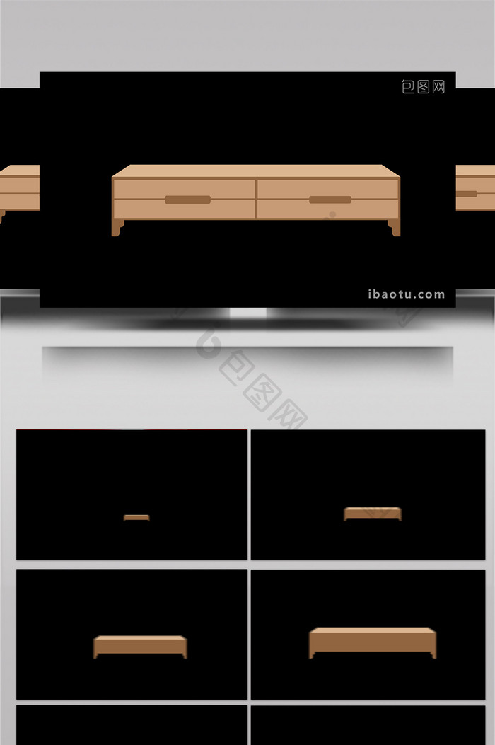 简约扁平画风生活家具类茶几MG动画
