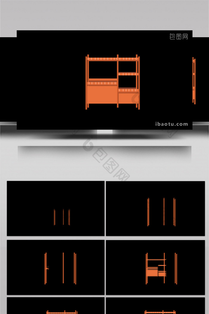 简约扁平画风生活家具类碟碗柜MG动画