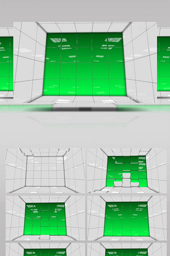白色方格炫酷合成绿色展示视频图片