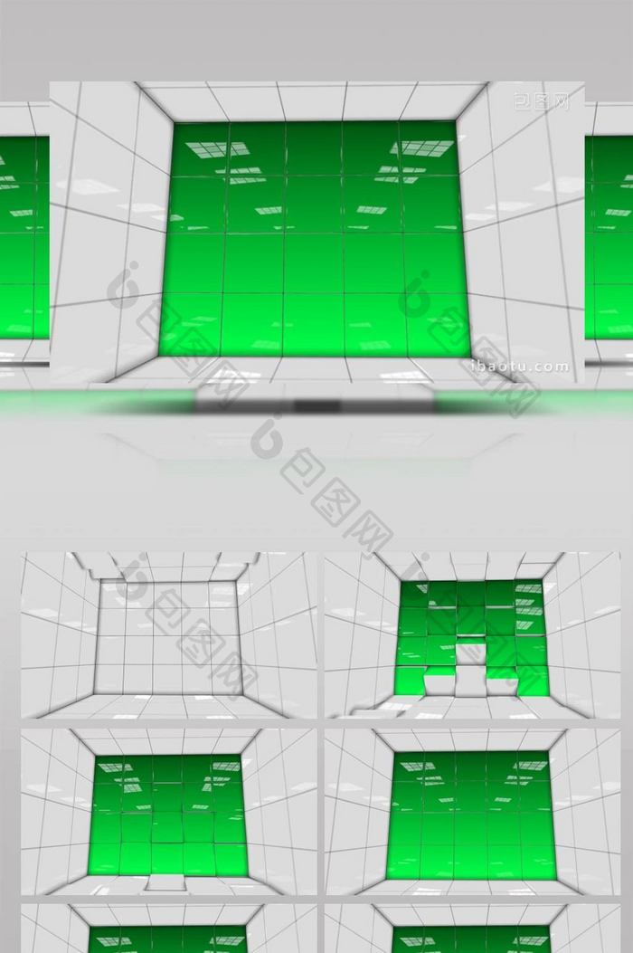 白色方格炫酷合成绿色展示视频