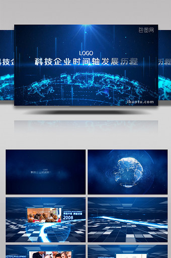 科技企业空间穿梭时间轴发展AE模板图片