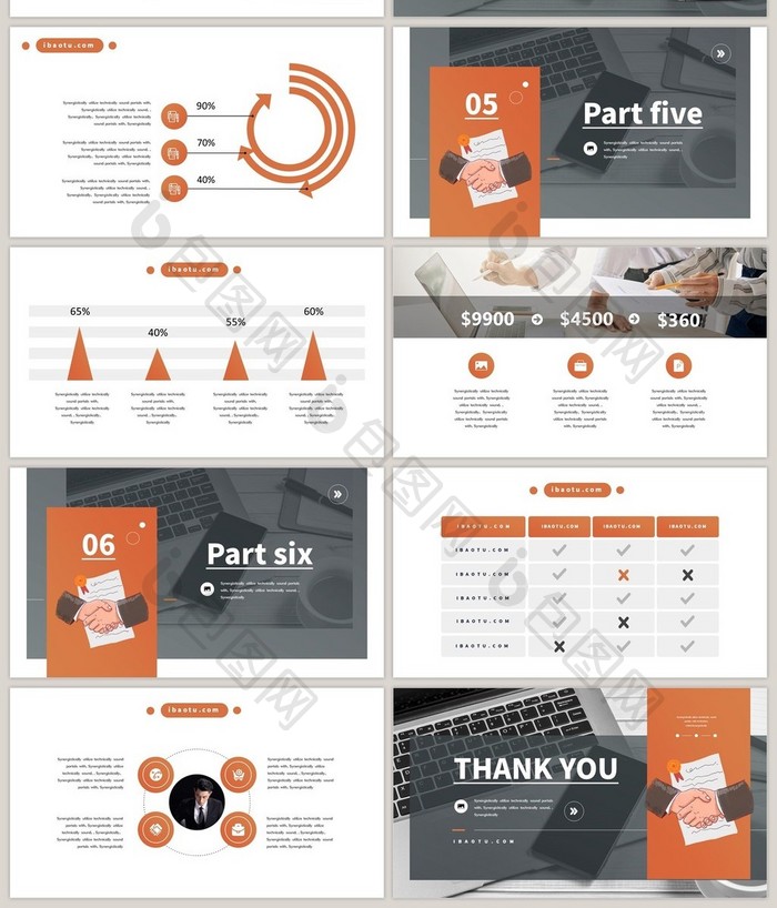 橙色简约大气商务通用PPT模板