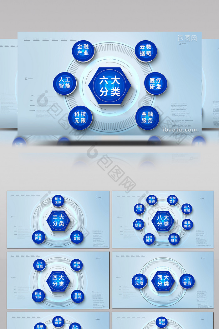 简约商务企业数据分类展示PR模板