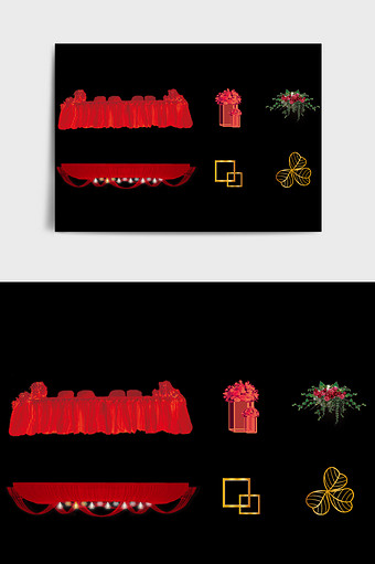 红色金属装饰中式风格婚礼元素图片