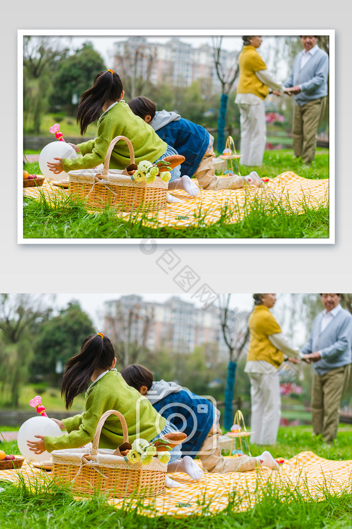 清新男女童老年夫妇同乐摄影图片